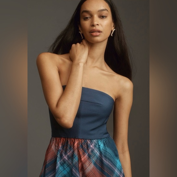 Anthropologie Navy and Plaid Jumpsuit - Picture 2 of 4